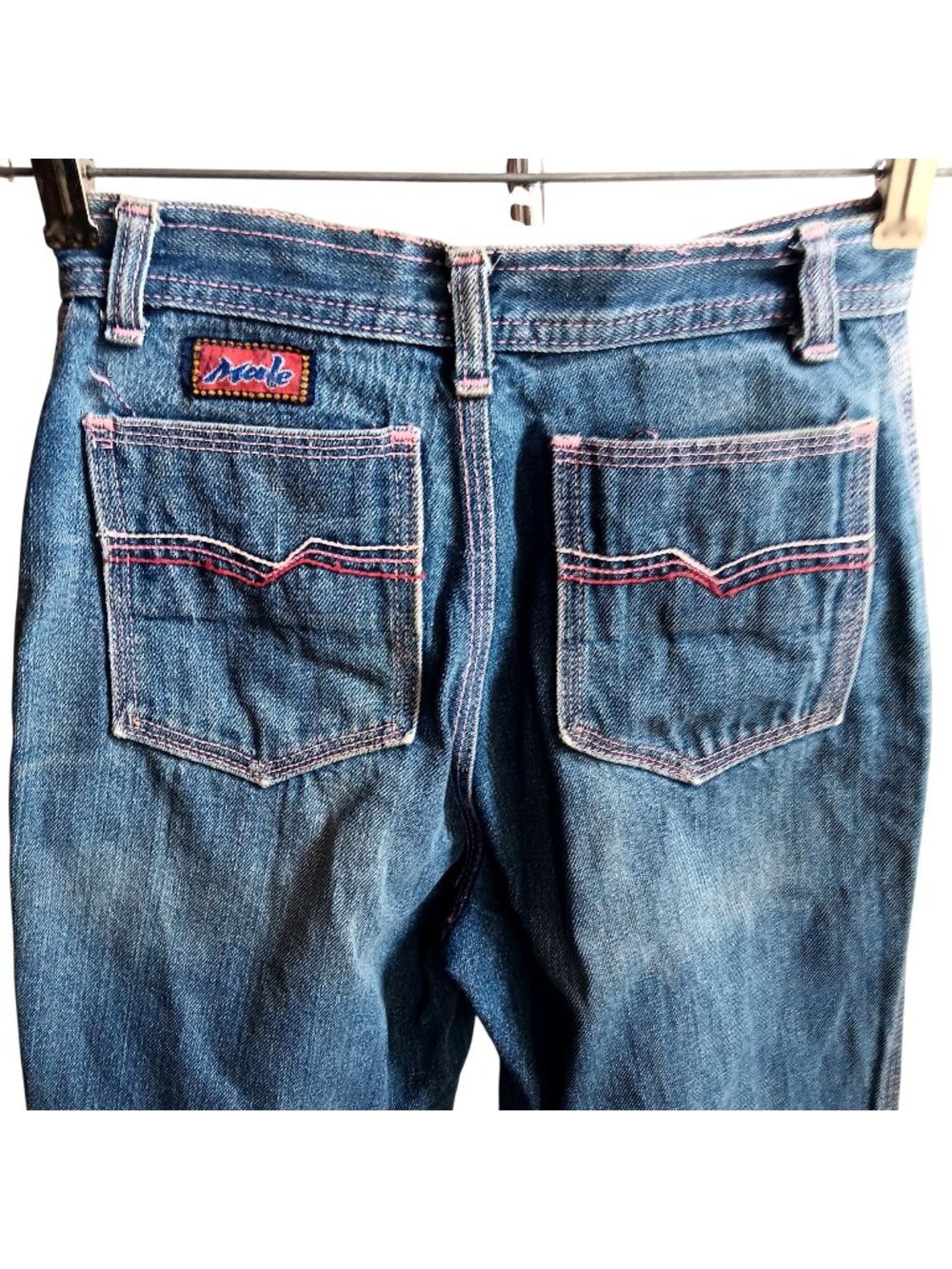 True Vintage Jeans 24x33 1980's MALE Disco Embroidered Pocket Denim Indigo Jeans